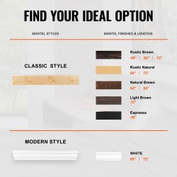 Seinälle asennettava kelluva takkahylly valkomäntyinen 72x8x5 tuumaa kantavuus 22,7 kg