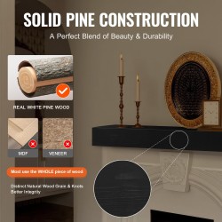 Kelluva takkahylly valkoisesta mäntypuusta 48 x 8 x 5 espresso