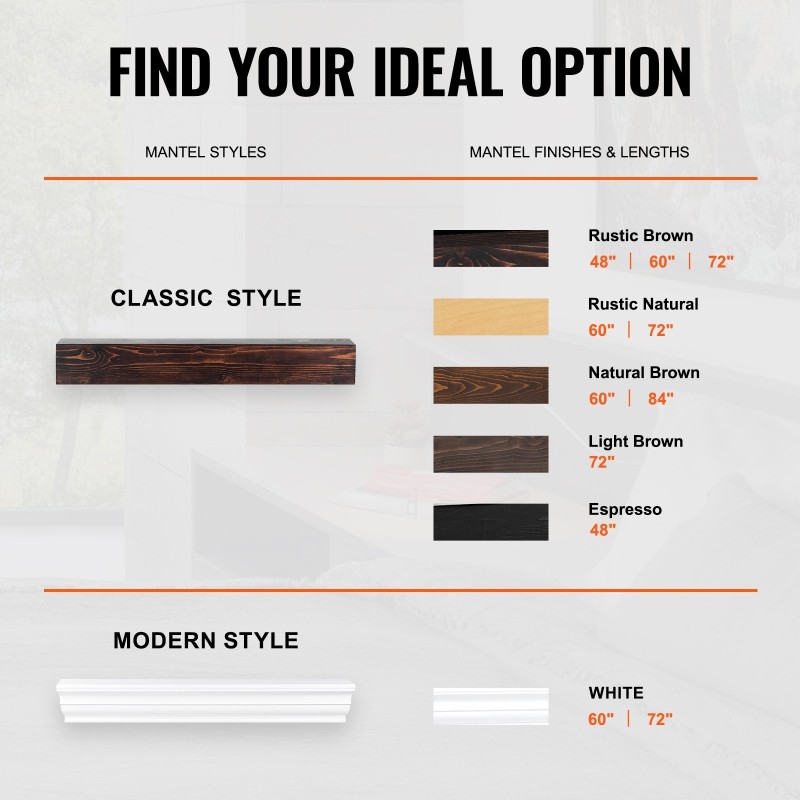 Takkahylly leijuva seinäkiinnitteinen valkoinen mäntypuu 48 x 8 x 5 tuumaa