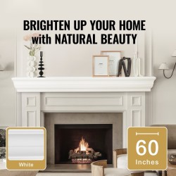 Seinälle asennettava takkahylly mäntypuusta 60 tuumaa leveä valkoinen kantavuus 22,7 kg