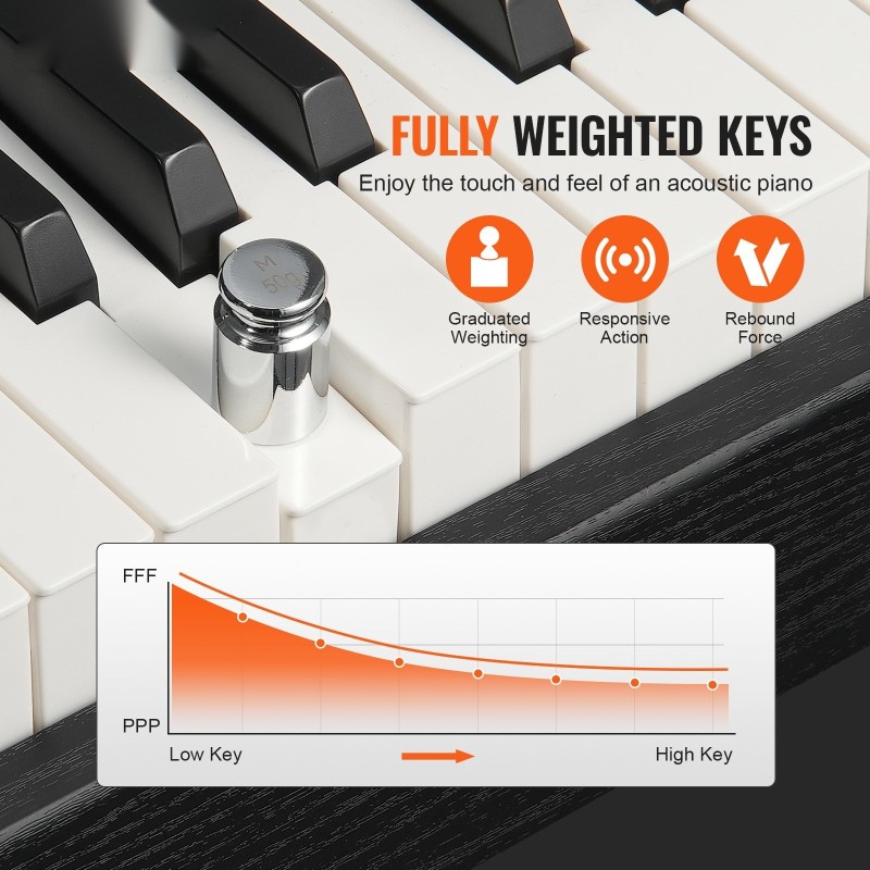 Digitaalipiano 88 täysin painotettua kosketinta kaksinkertainen koskettimisto stereokaiuttimet langaton yhteys USB MIDI