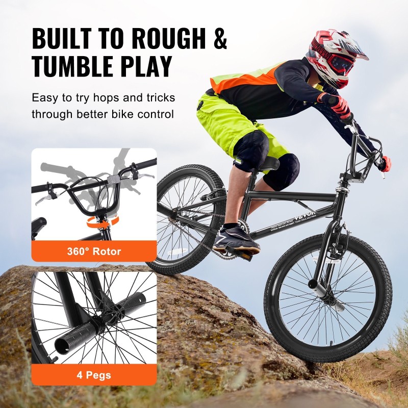 BMX-polkupyörä teräsrunko 20-tuumaiset renkaat 360 asteen jarruroottori neljä tappia