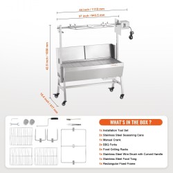 Roottisseriegrilli ruostumatonta terästä ulkokäyttöön neljäkymmentäkaksi watin moottorilla suuri kantavuus