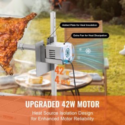 Sähköinen roottisserie-grilli ruostumaton teräs 35-tuumainen lukittavat pyörät ulkokäyttöön