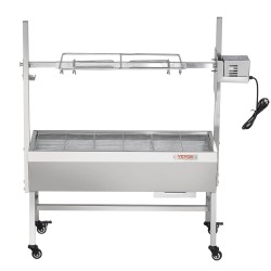 Sähköinen roottisserie-grilli ruostumaton teräs 35-tuumainen lukittavat pyörät ulkokäyttöön