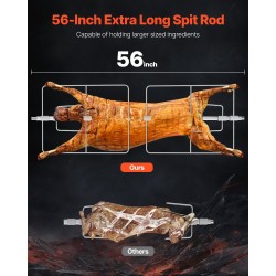 Sähköinen grillivarras ruostumaton teräs 56 tuumaa 130 kilogramman kantavuus lukittavilla pyörillä