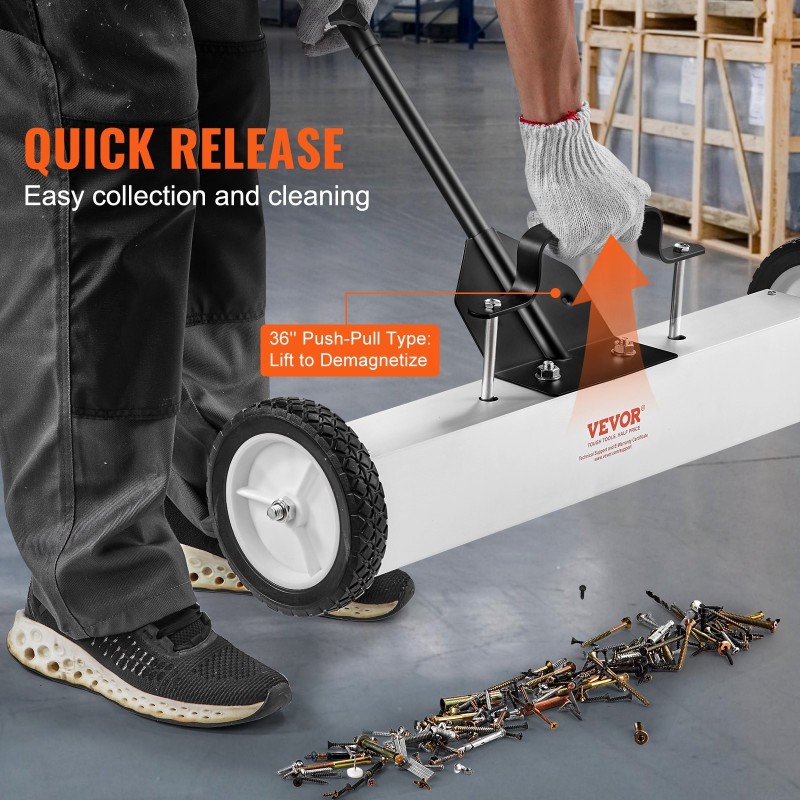 Magneettiharava 24 tuuman pyörillä 22,6 kilogramman vetovoima säädettävällä varrella teleskooppinen poimintatyökalu