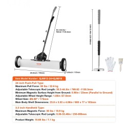 Magneettiharava 24 tuuman pyörillä 22,6 kilogramman vetovoima säädettävällä varrella teleskooppinen poimintatyökalu