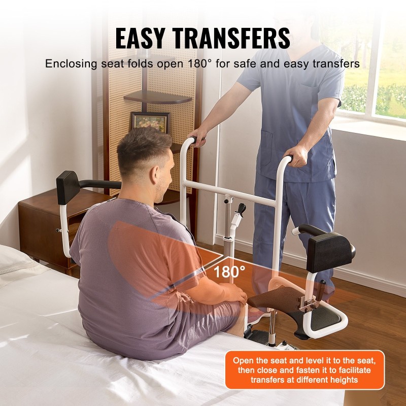 Sähköinen siirtotuoli teräsrunko 180 asteen jaettava istuin roiskevesisuojattu 220 paunan kantavuus