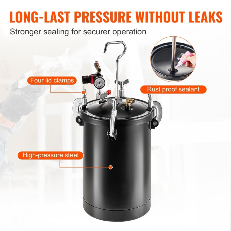 Painevärisäiliö 15L teräs säädettävä paine 60 psi ruisku kotikäyttö teollisuuskäyttö