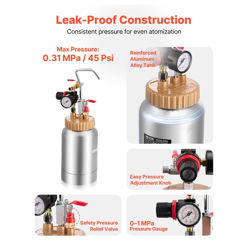 Paineistettava 2 l maalipata suuttimet 1,8 ja 3 mm kahdella letkulla