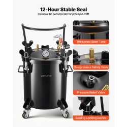 20 litran teräksinen maalauspaineastia kolmella pikaliittimellä ja pyörillä