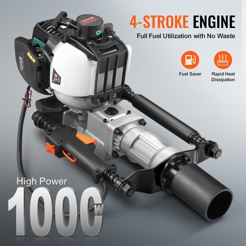 Paalutuskone bensiinikäyttöinen 4-tahti 37,7 cm3 1 kW 55 ja 70 mm lyöntihylsyt