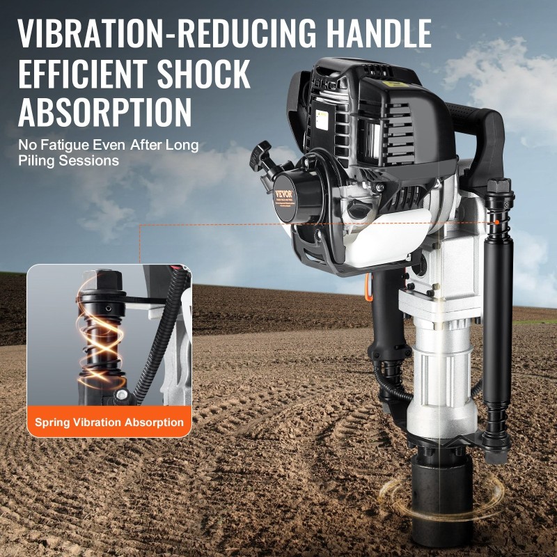 Paalutuskone bensiinikäyttöinen 4-tahti 37,7 cm3 1 kW 55 ja 70 mm lyöntihylsyt