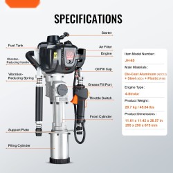 T-aitatolpan maatärytin bensiinikäyttöinen 37,7cc 4-tahti sisältää 45mm 55mm 88mm holkit