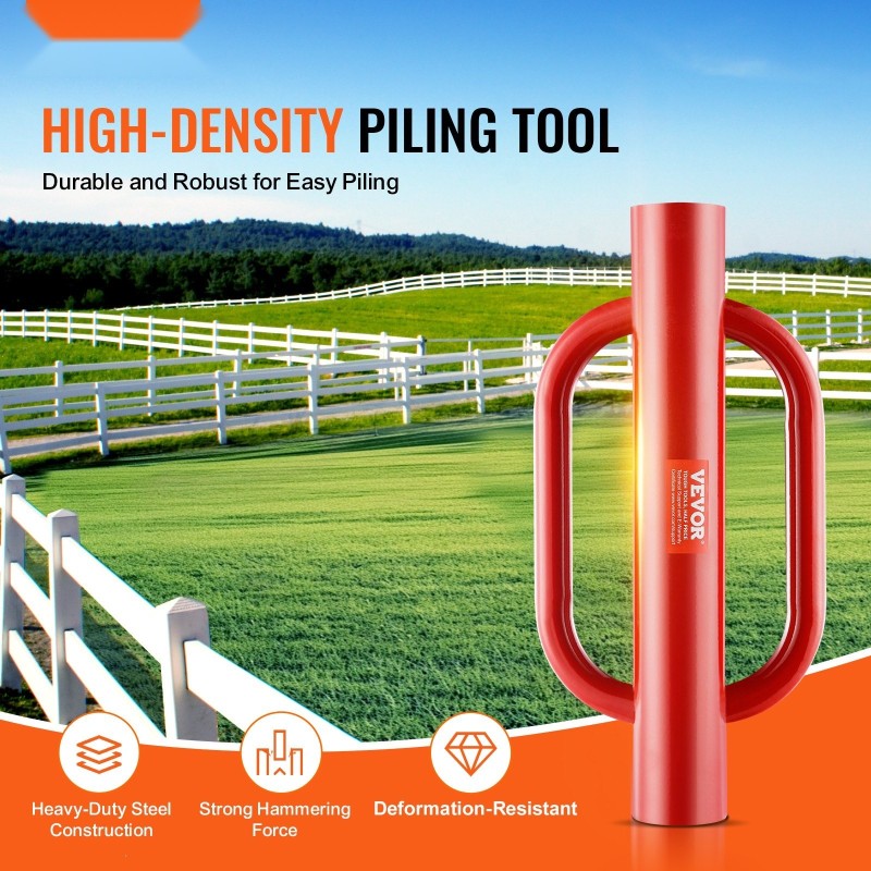 Aitatolpan maahanlyöntilaite käsikäyttöinen teräs 101,6 mm sisähalkaisija kahvoilla