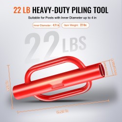 Aitatolpan maahanlyöntilaite käsikäyttöinen teräs 101,6 mm sisähalkaisija kahvoilla