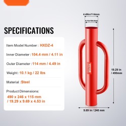Aitatolpan maahanlyöntilaite käsikäyttöinen teräs 101,6 mm sisähalkaisija kahvoilla