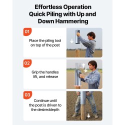 Käsikäyttöinen terästolpanlyöjä aitatolpille sisähalkaisija 6,1 tuumaa suuri kahva