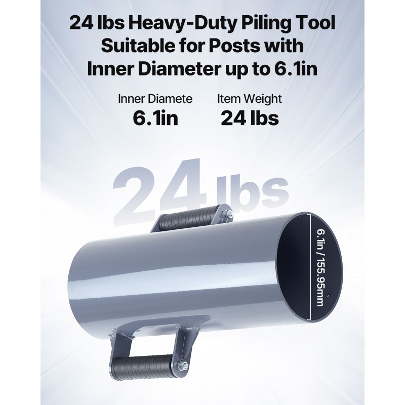 Käsikäyttöinen terästolpanlyöjä aitatolpille sisähalkaisija 6,1 tuumaa suuri kahva