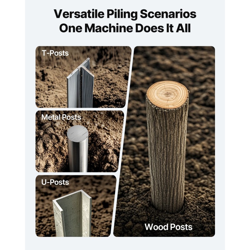 Käsikäyttöinen terästolpanlyöjä aitatolpille sisähalkaisija 6,1 tuumaa suuri kahva