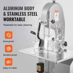 Sähkökäyttöinen luusahakone pöytämalli 1800W ruostumattomasta teräksestä valmistettu työtaso 180 mm leikkauspaksuus