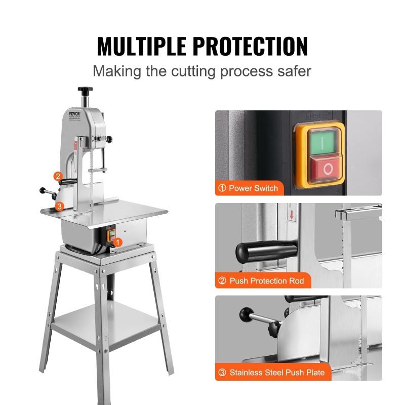 Sähköinen luu- ja lihasaha 1800W maksimileikkuupaksuus 180 mm 5 terää