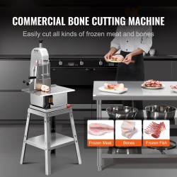 Sähkökäyttöinen luu ja lihasaha 850W ruostumaton työtaso 5 terää