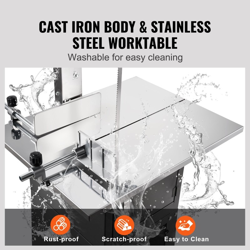 Sähköinen luusahakone 550 W ruostumaton teräspöytä 180 mm leikkuupaksuus