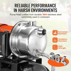 Pintakaivopumppu 1,6 hv 5600 l/h 19 l paineastiolla ruostumattomalla pumppupäällä