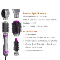 Hiustenkuivausharja viisi toimintoa keraaminen pinnoite ionitekniikka kolme harjapäätä kaksi suutinta