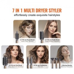 Muotoilu- ja kuivausharja 7-osainen 4 muotoiluharjaa 3 suulaketta 1600 wattia