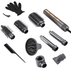 Muotoilu- ja kuivausharja 7-osainen 4 muotoiluharjaa 3 suulaketta 1600 wattia