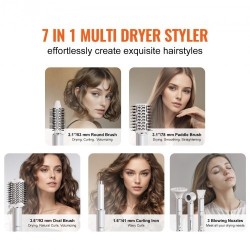 Kuumailmamuotoilija 7-in-1 4 harjapäätä 3 suutinta ioninen 1400W automaattinen kiharrus