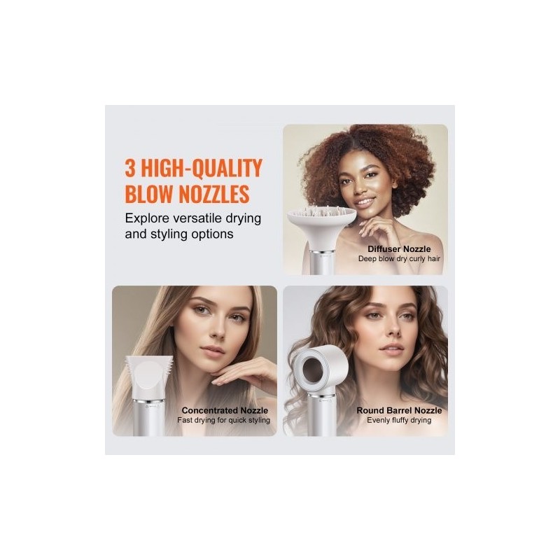 Kuumailmamuotoilija 7-in-1 4 harjapäätä 3 suutinta ioninen 1400W automaattinen kiharrus