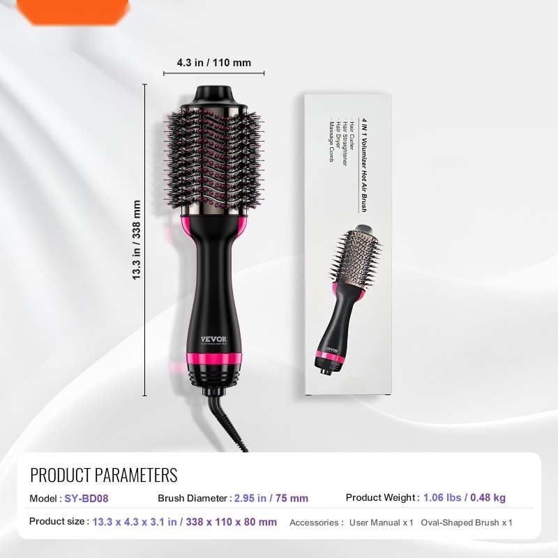 Nelitoiminen kuumailmaharja elektropinnoitetulla titaanilla keraamisella 75 mm harjapäällä