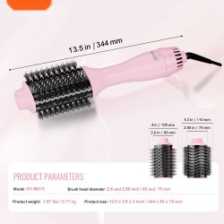 Kuumailmahiusharja nelitoimintoinen elektrolyyttipinnoitetulla titaanilla ja keraamisella pinnoitteella kahdella 2,6 ja 2,95