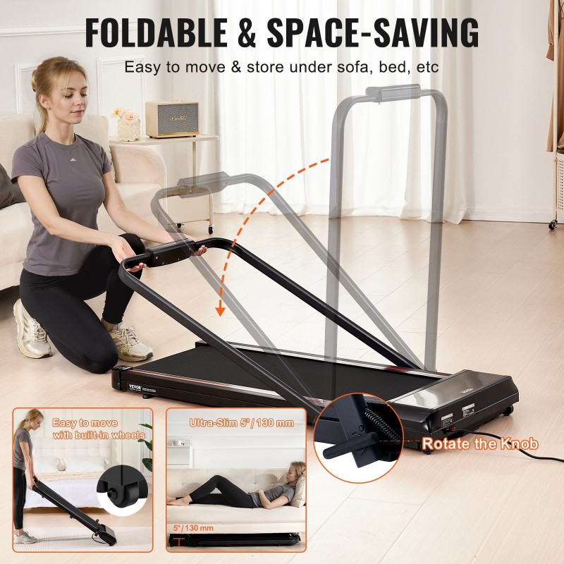 Taitettava kävelyalusta juoksumatto kotiin toimistokäyttöön 2,5 hv 1–12 km/h 120 kg