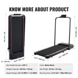 Taitettava kävelyalusta juoksumatto kotiin toimistokäyttöön 2,5 hv 1–12 km/h 120 kg