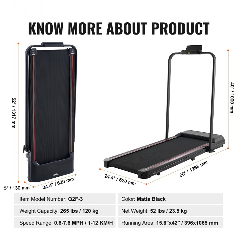 Taitettava kävelyalusta juoksumatto kotiin toimistokäyttöön 2,5 hv 1–12 km/h 120 kg
