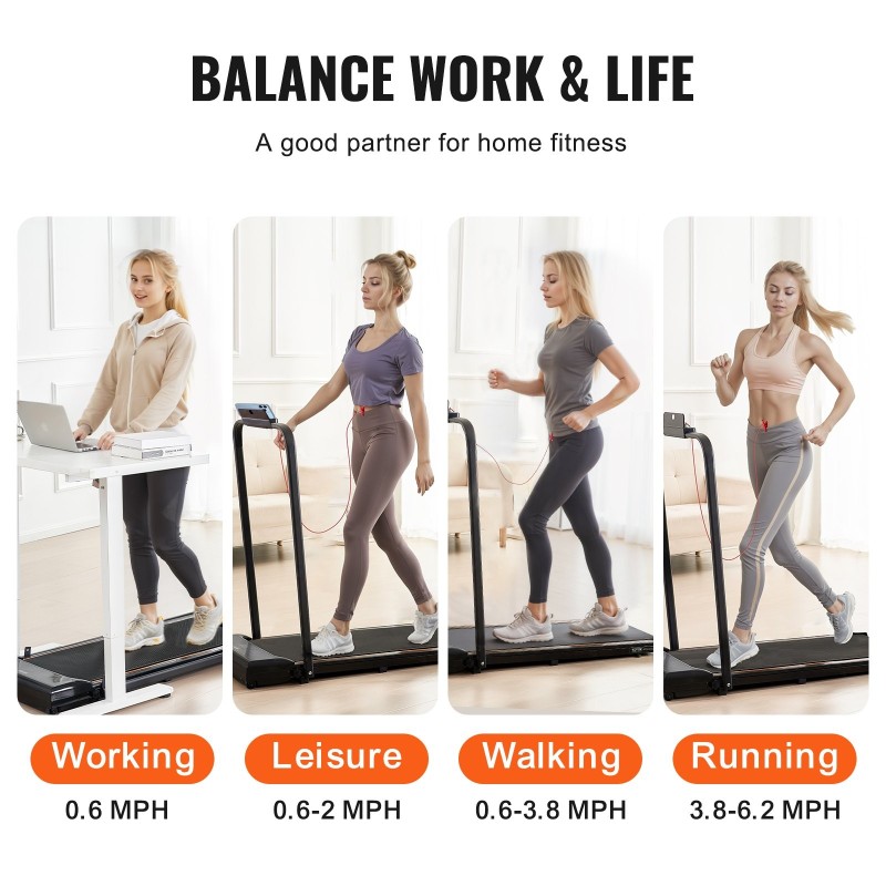 Kävely ja juoksumatto kotitoimistoon taittuva käsikaide mattamusta 120 kg