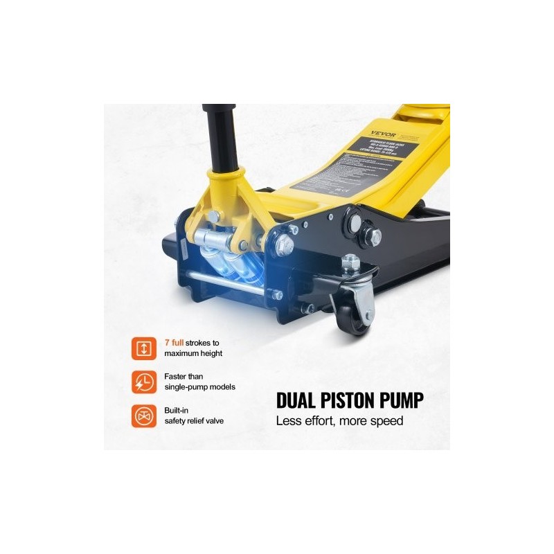 Matalaprofiilinen hydraulinen hallitunkki 1500 kg kaksoismäntä 75–470 mm rautarunko