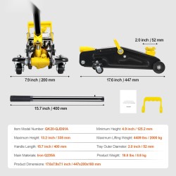 Matalaprofiilinen hydraulinen hallitunkki 2 tonnia rautainen runko 125–335 mm