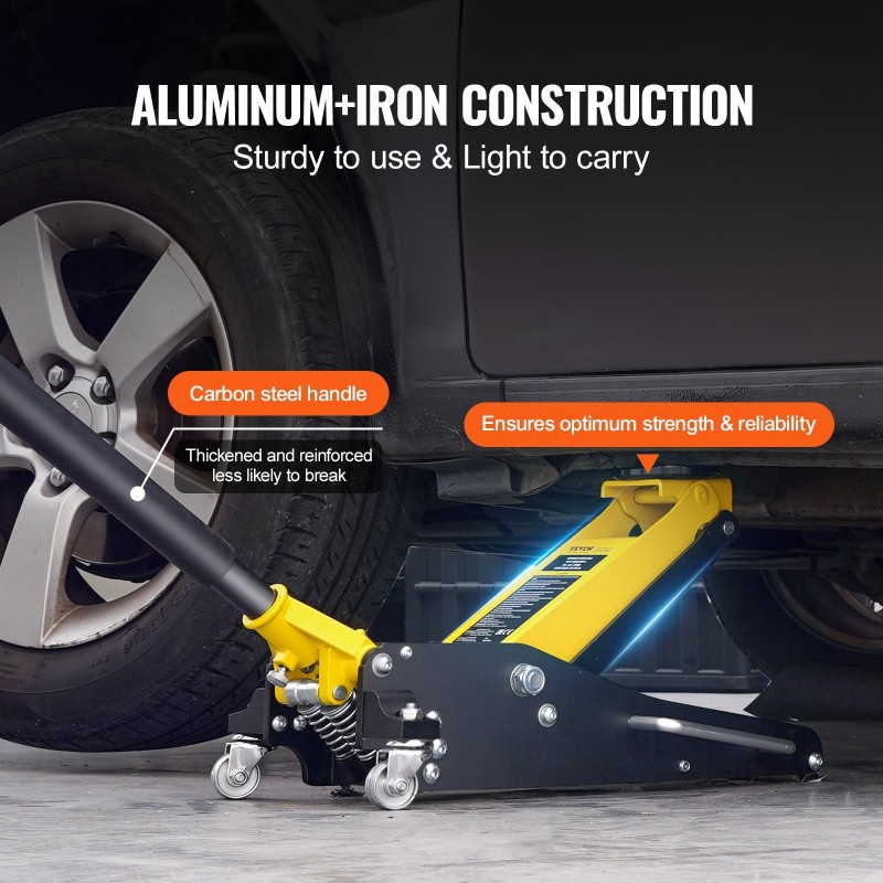 Matalaprofiilinen hydraulinen hallitunkki 2 tonnia alumiini ja teräs 80–370 mm nostokorkeus