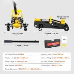 Lattiatunkki rautainen matalaprofiilinen 1500 kilogramman nostokyky 120–307 millimetriä yksimäntäinen pumppu