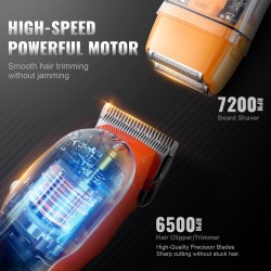 Langaton ladattava kolmiosainen hiusleikkuusetti miehille sisältää trimmerin ja partahöylän
