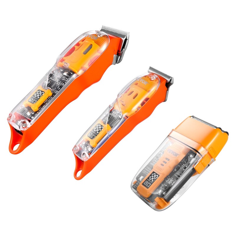Langaton ladattava kolmiosainen hiusleikkuusetti miehille sisältää trimmerin ja partahöylän