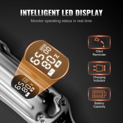 Akkukäyttöinen kaksitoiminen miesten hiustenleikkuusetti ruostumattomilla terillä 14 ohjakampaa