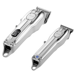 Akkukäyttöinen kaksitoiminen miesten hiustenleikkuusetti ruostumattomilla terillä 14 ohjakampaa