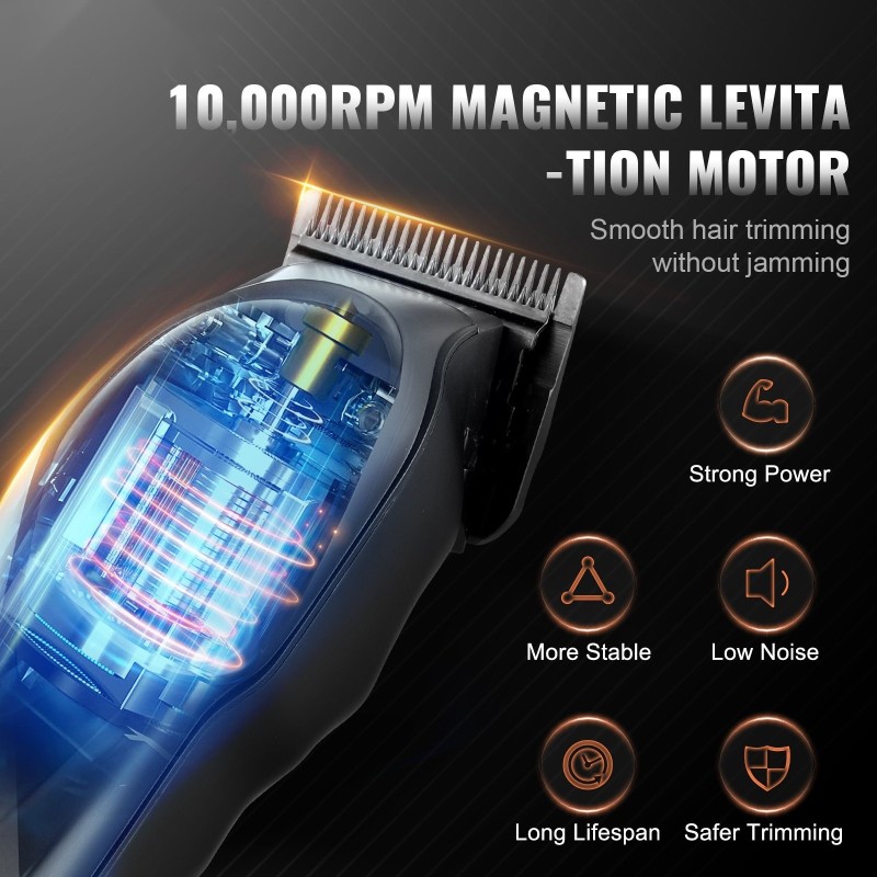 Langaton ammattihiustenleikkuri magneettinen leijutusmoottori 10000 kierrosta DLC-terä 8 kampaa